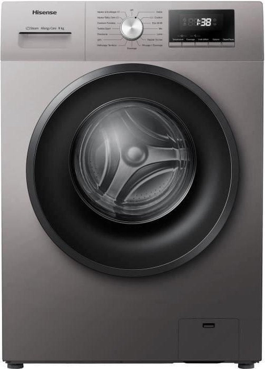 HISENSE W812PVT vooraan gemonteerde wasmachine - 8 kg - Breedte 60 cm - 1200 tpm - Titanium