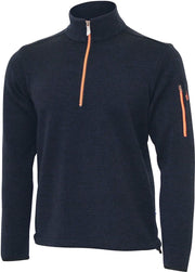 Ivanhoe Sweater Assar Heren Half-zip Merinowol Navy Maat S