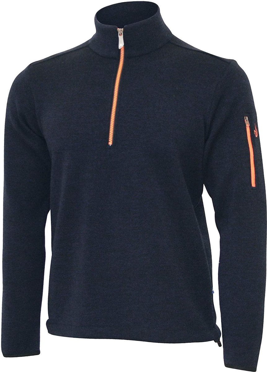 Ivanhoe Sweater Assar Heren Half-zip Merinowol Navy Maat S