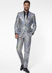 Opposuits Verkleedpak Discoballers Heren Polyester Zilver Mt 48