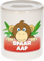 Kinder spaarpot met apen print 9 cm