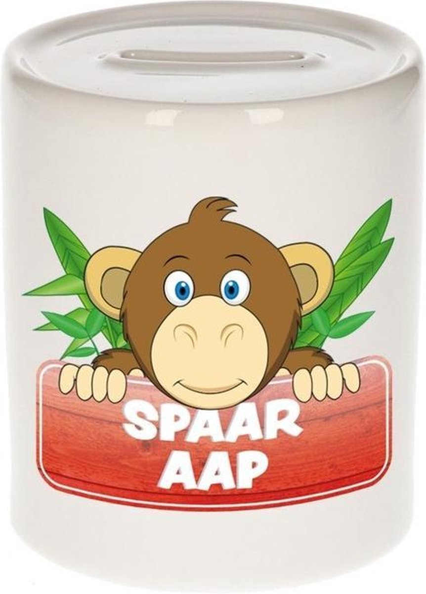Kinder spaarpot met apen print 9 cm