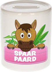 Kinder spaarpot met paarden print 9 cm