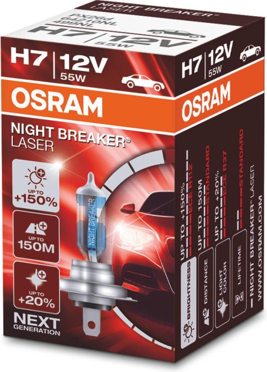 Osram Night Breaker Laser Halogeenlamp - H7 Autolamp - 12V - 2 stuks