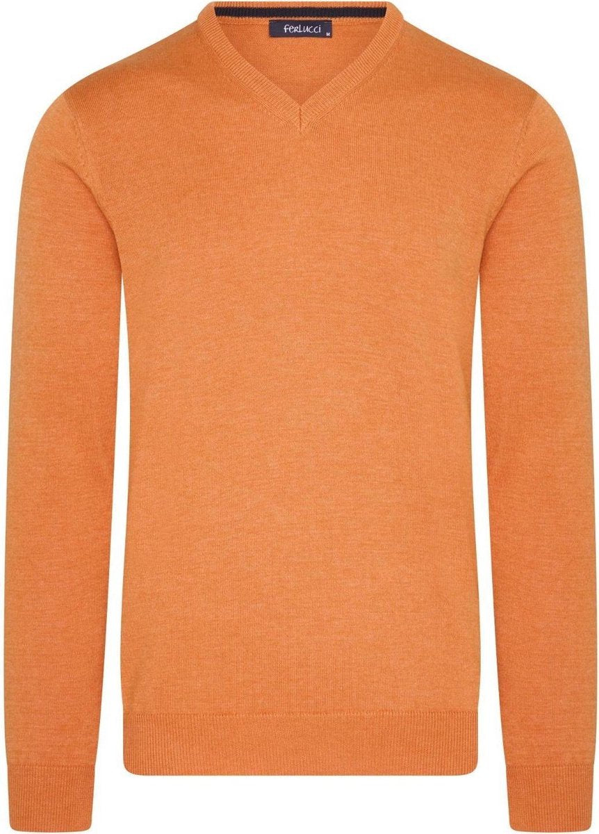Ferlucci – Exclusieve Heren Trui met V-Hals - Oranje