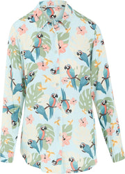 Cassis - Blouse in viscose met papegaaienprint - Lichtblauw