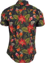 Twinlife - Heren Korte Mouw Overhemd - Floral - Print