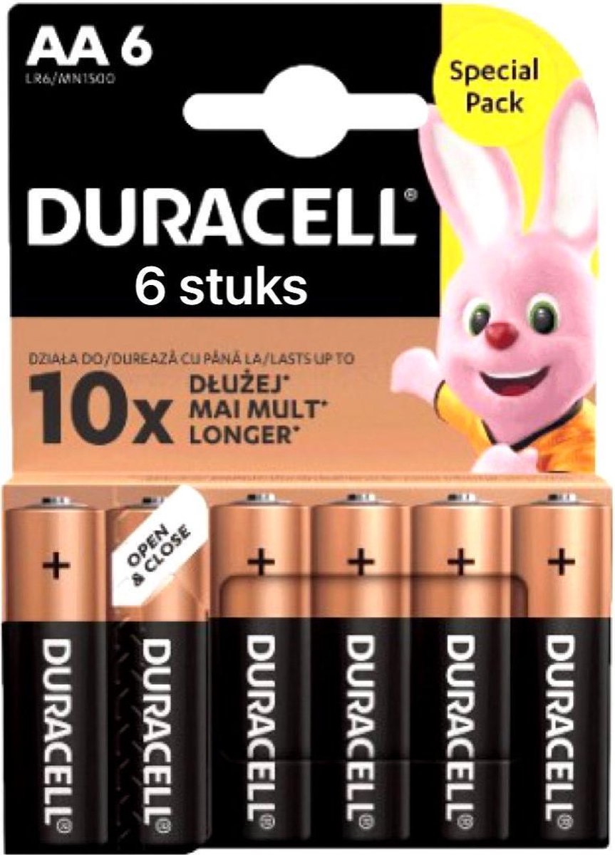 Duracell AA 6-Pack Alkaline Batterijen (6 stuks)