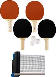Tafeltennis batjes 4x stuks met een tafel netje set
