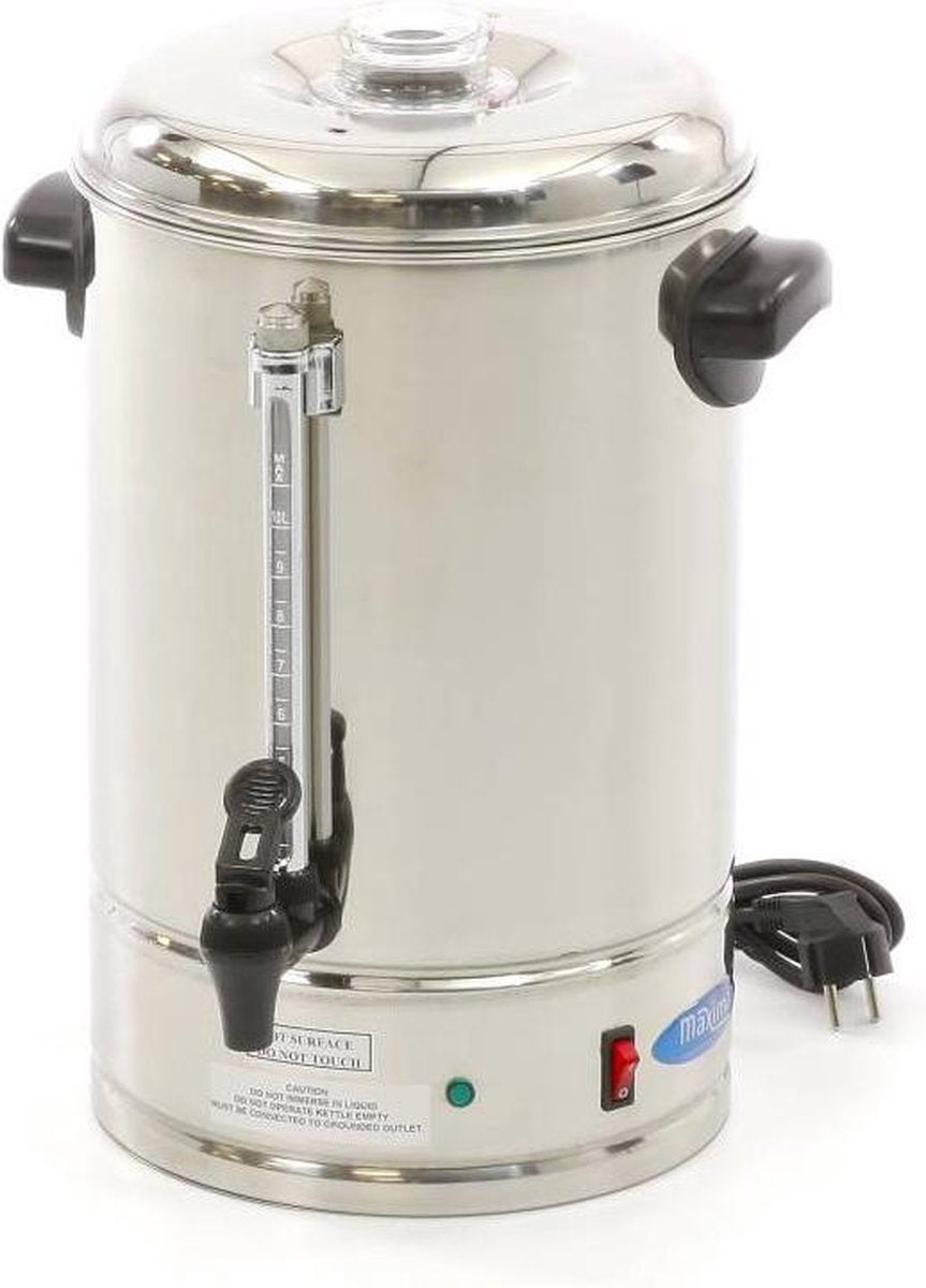 Koffie Percolator 10 Liter / 80 Kopjes - Aftapkraan - met Peilglas en Temperatuurindicatie - Uitneembaar Filter - Koffieketel / Koffiemachine - Maxima