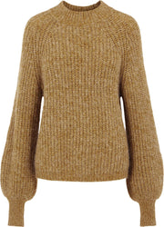 Pieces PCTESSI LS KNIT D2D Ecru OliveDames Trui - Maat S