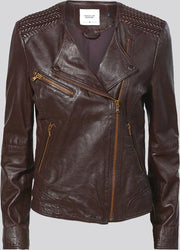 Biker jacket leather - Chocolate
