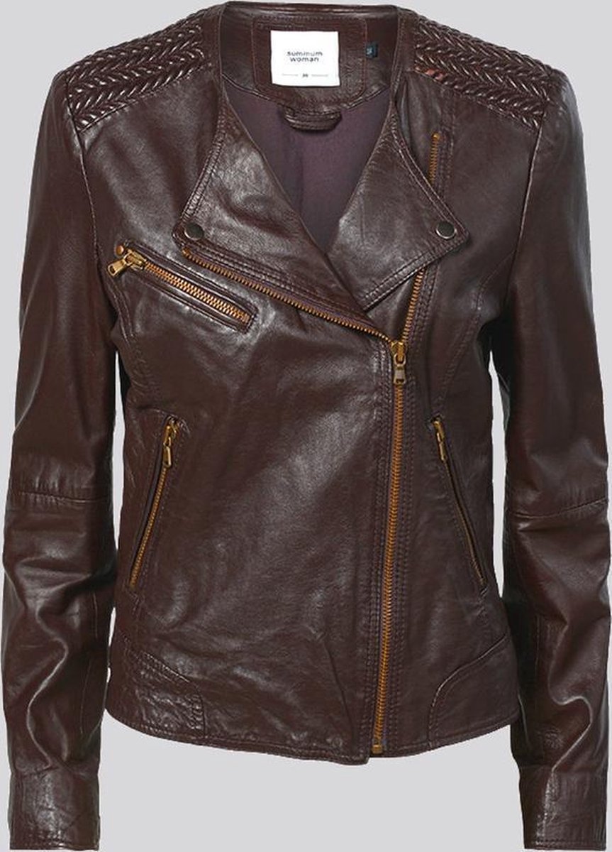 Biker jacket leather - Chocolate