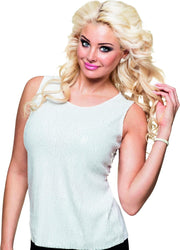Wit glitter shirt met pailletten voor dames - Verkleedkleding - Maat One size
