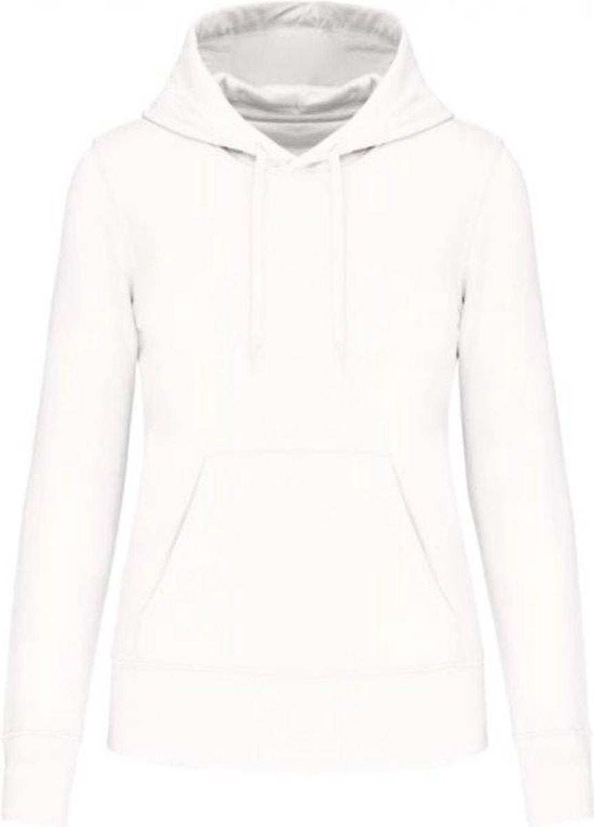 Ecologische damessweater met capuchon Wit Maat XS
