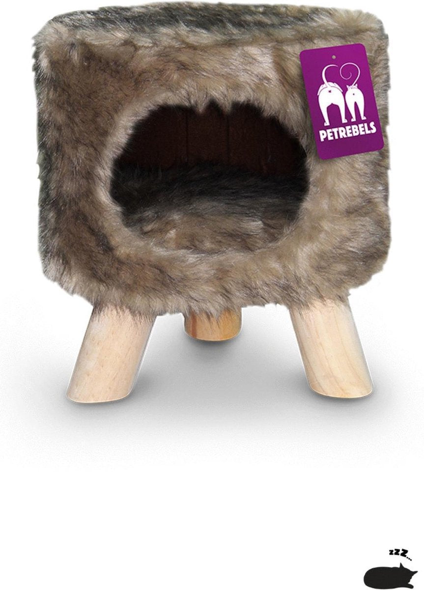 Petrebels Krabpaal Victoria 45 Bruin - 40 x 40 x 45 cm - ligzetel voor katten