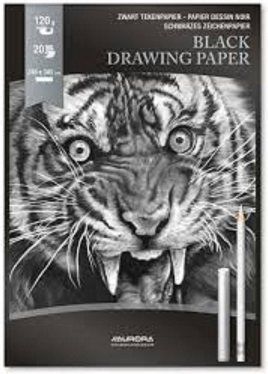 Zwart Tekenpapier  Formaat A4 210 x 297 mm -  120 gram - 2 x 20 vellen