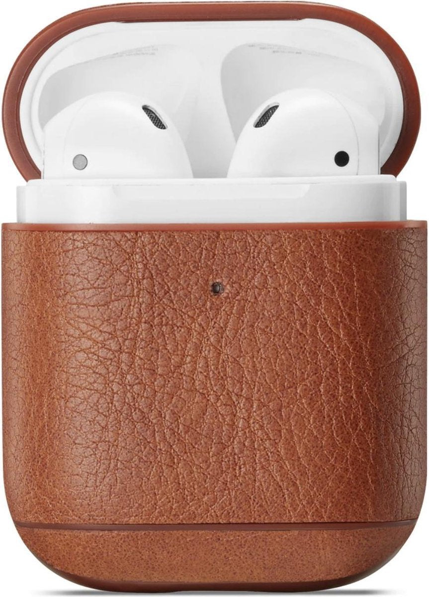 YPCd® Apple AirPods Hoesje - Bruin- PU leer Hard Case