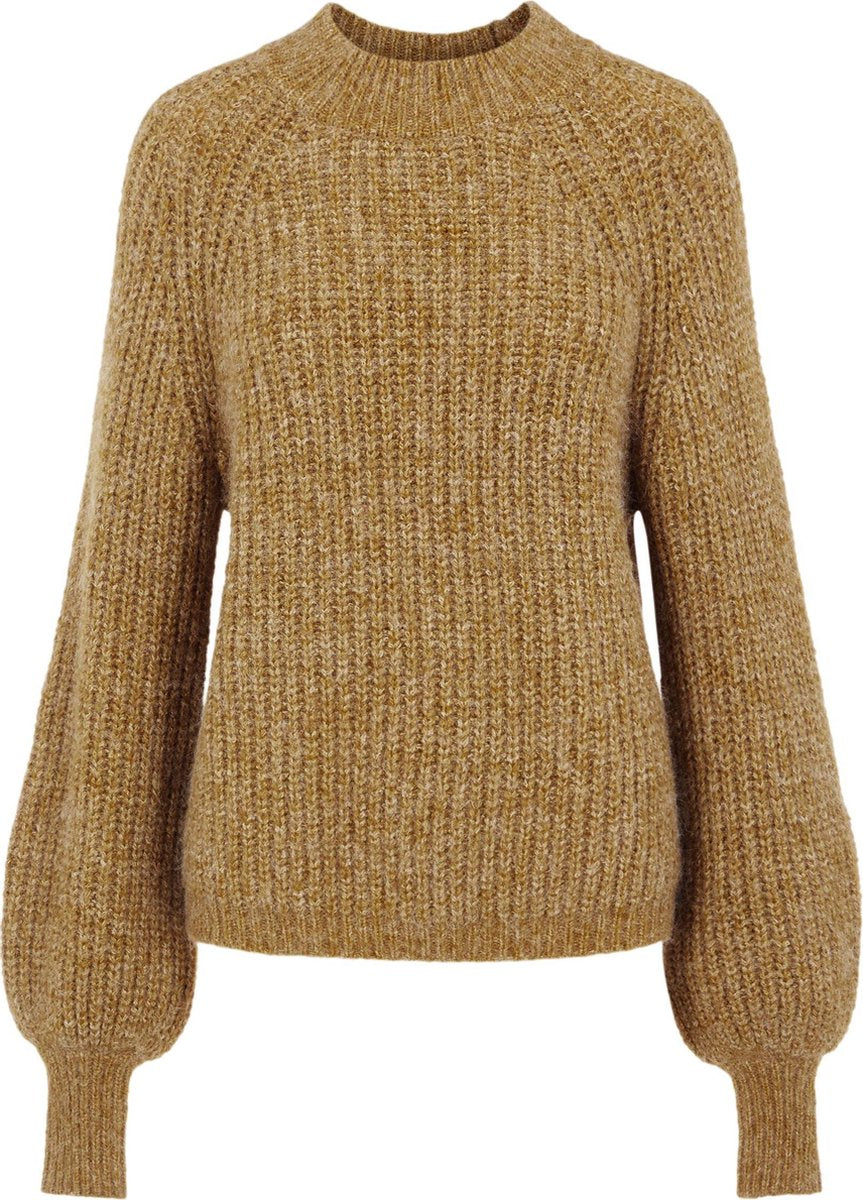 Pieces PCTESSI LS KNIT D2D Ecru OliveDames Trui - Maat XS