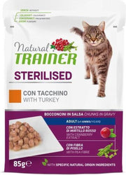 Natural trainer cat sterilised turkey pouch kattenvoer 12x85 gr