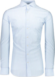 Profuomo   Overhemd Blauw Getailleerd - Maat UK17.5-EU44 - Heren - Lente/Zomer Collectie - Katoen;Polyester