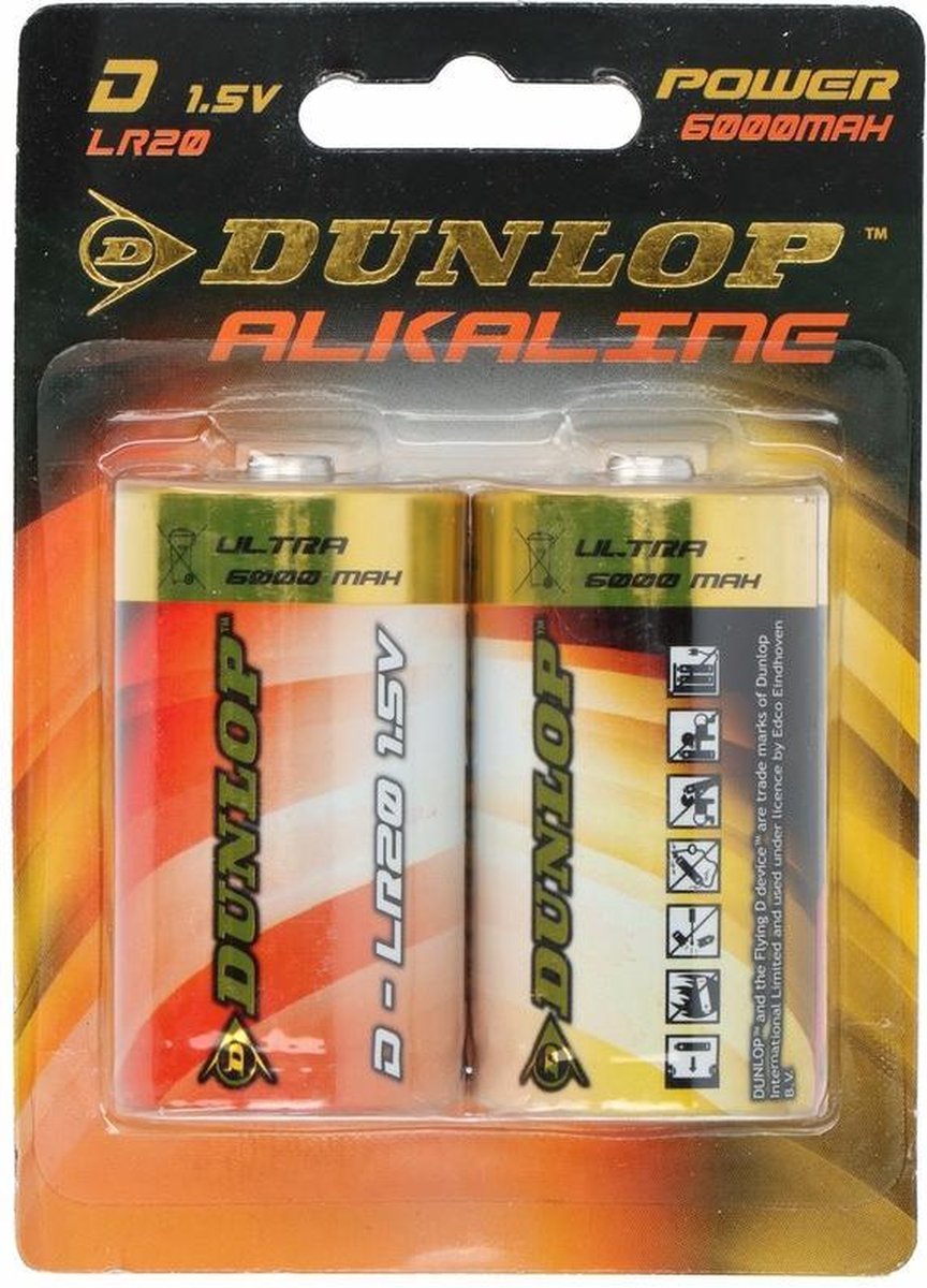 4x Dunlop alkaline D batterijen - LR40 - alkaline - batterijen / accu