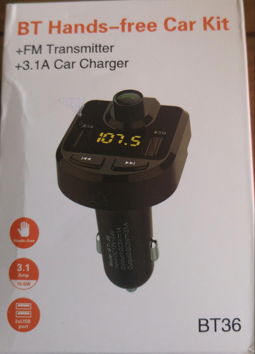 BT36  Beste kwaliteit | 5 in 1 Draadloze Universele Bluetooth Carkit Auto MP3 Speler | FM transmitter | LED Display | Handsfree bellen | 2 x High Speed USB Oplader | SD