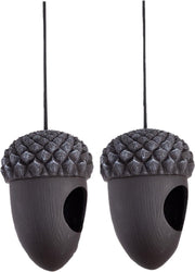2x stuks vogel voederhuis/voedersilo hangers eikelvorm 16 cm  - Vogel voederhangers van metaal