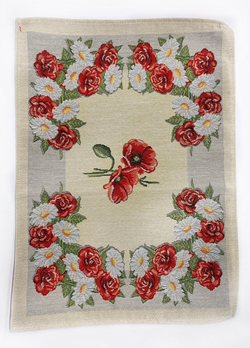 Placemat - Loper 45 cm - luxe gobelinstof - Poppy - Klaproos