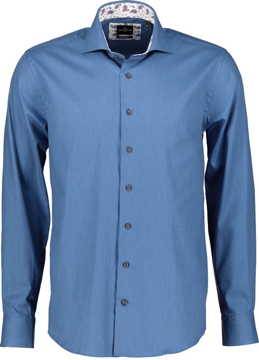 Jac Hensen Overhemd - Modern Fit - Blauw - 4XL Grote Maten