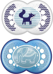 MAM Animal Decor Fopspeen - vanaf 18 maanden - Siliconen - Set van 2 fopspenen in sterilisatiedoos - Olifant / Vos