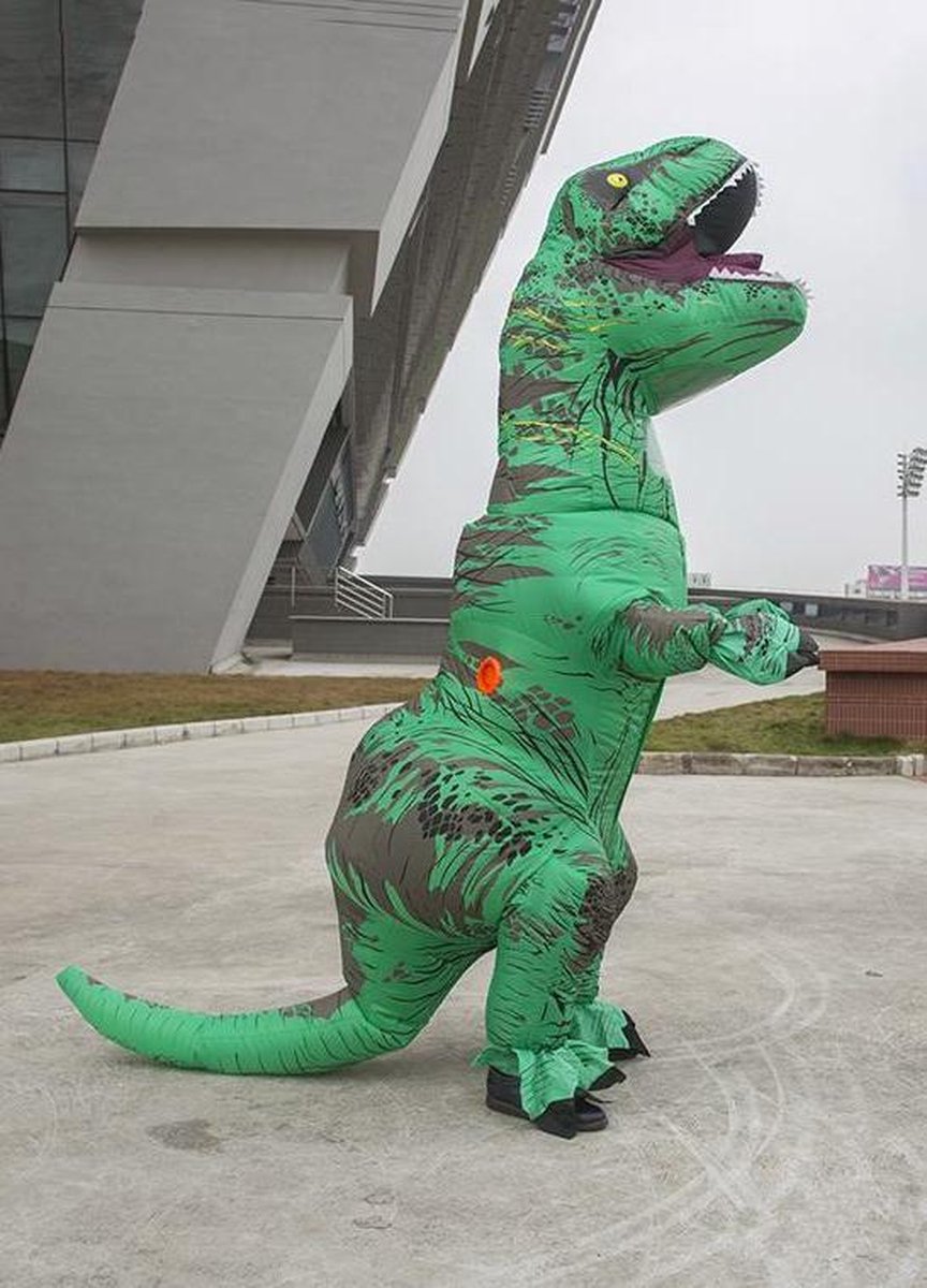 Opblaasbaar T-rex kostuum KINDEREN groen - dino pak dinosaurus Jurassic World™ Trex kinder dinopak