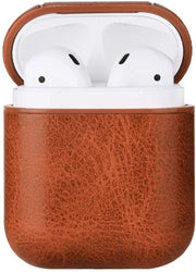 Airpods Case - Premium Leer - Perfecte Pasvorm - Cliphanger - Hoesje uitsluitend geschikt voor de Apple Airpods 1 / Airpods 2 - Bruin