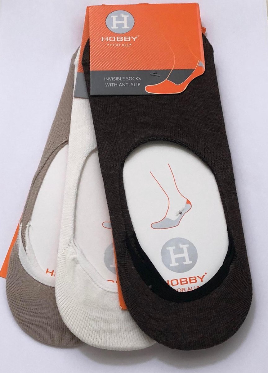 Sneakersokken 3-pack mannen beige/wit/bruin gemêleerd 90% katoen