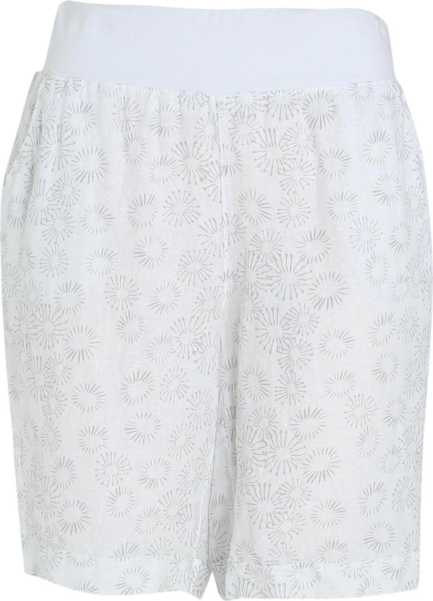 Cassis - Linnen short met zonneprint - Wit