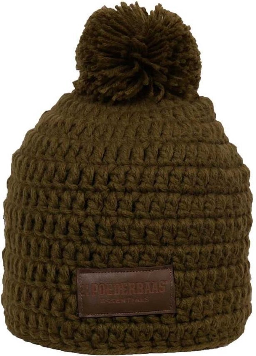 Poederbaas groene skimuts met fleece - muts voor wintersport