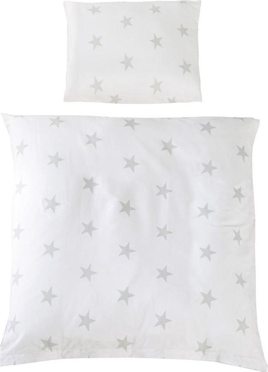Roba Beddengoed Little Stars 80 X 80 Cm Katoen Wit/grijs 2-delig