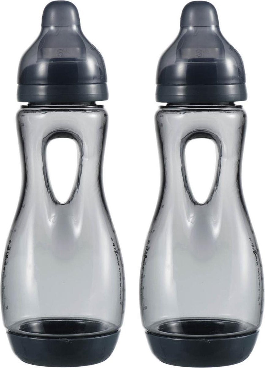Difrax Anti-Colic Handgreep Babyfles Natural - 240 ml - Donkerblauw/Evening - 2 stuks