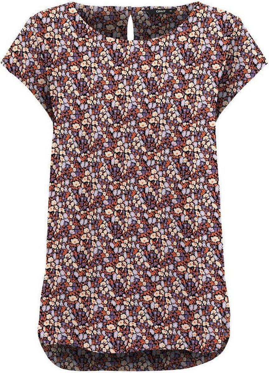 Onlnova Life S/s Top Aop Wvn 9 15222174 Black/viola Dits