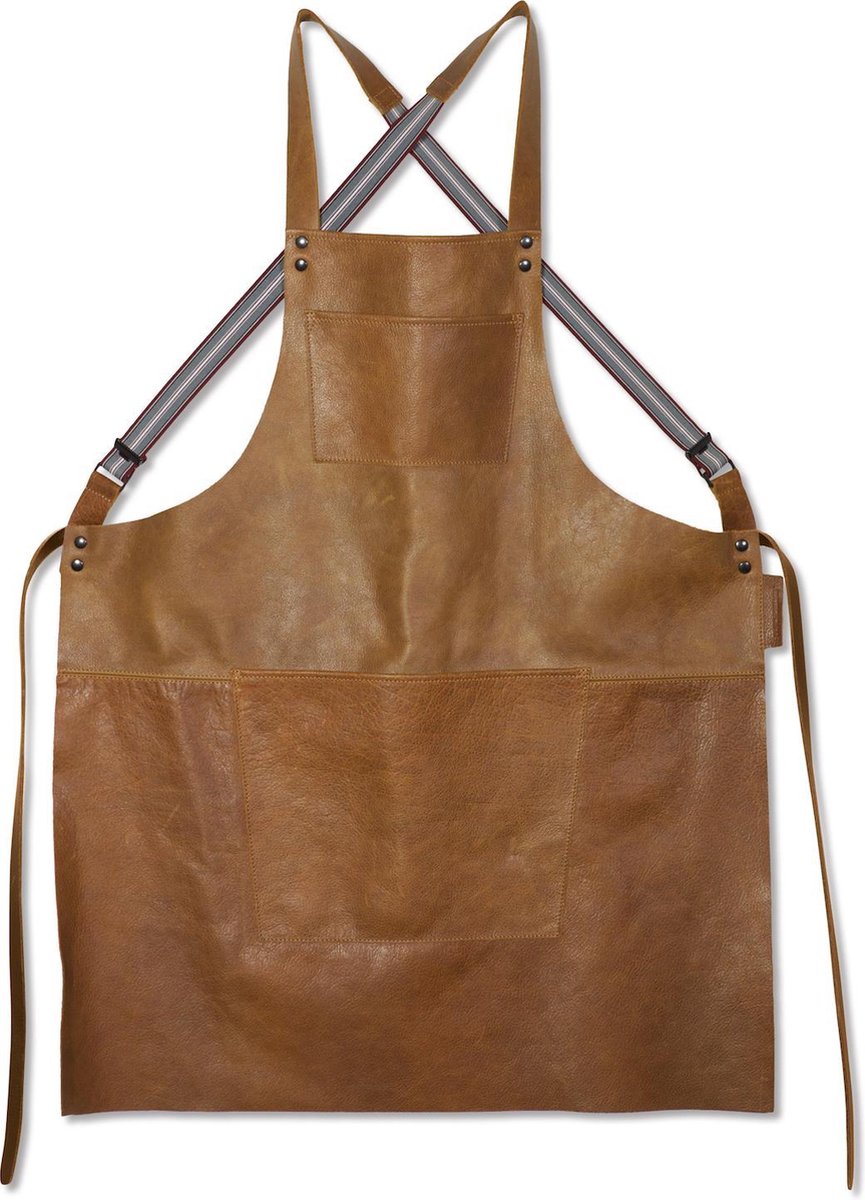 Dutchdeluxes - (Volnerf) Lederen Suspender Schort - Vintage Cognac