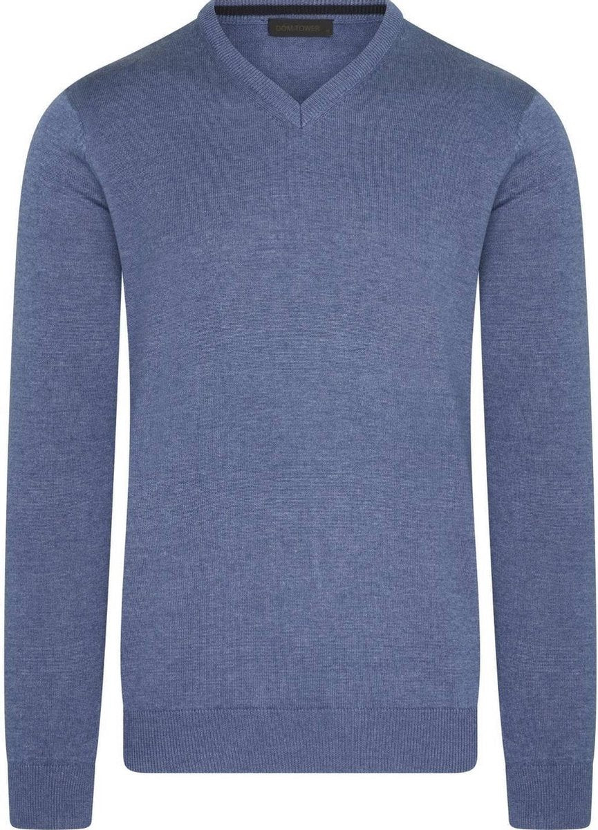 Pullover Indigo Mélee  V-Hals Dom Tower