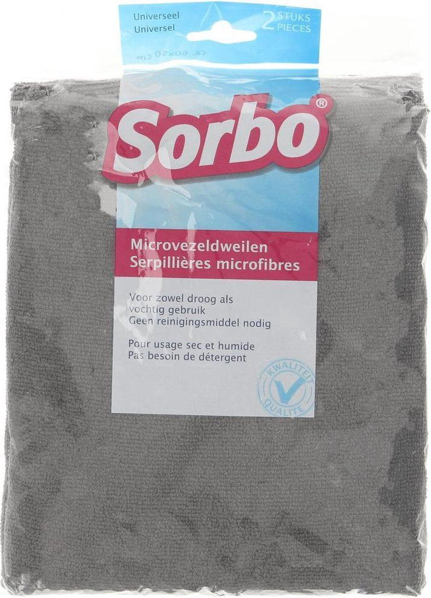 Sorbo Schoonmaakdoeken Microvezel Microvezeldweil 60x50cm Grijs 2 Stuks
