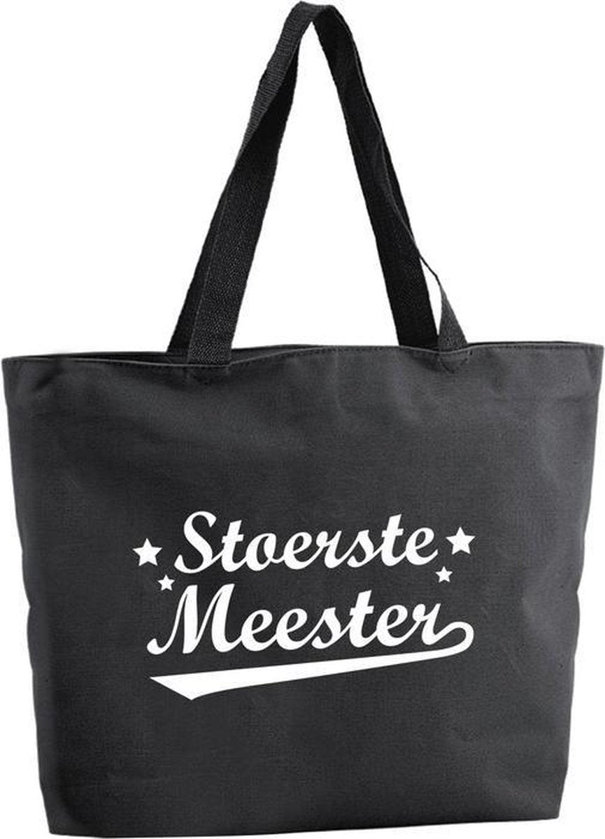 Stoertse Meester shopper tas - zwart - 47 x 34 x 12