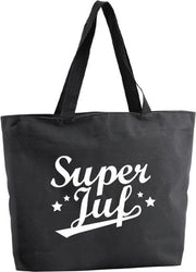 Super Juf shopper tas - zwart - 47 x 34 x 12