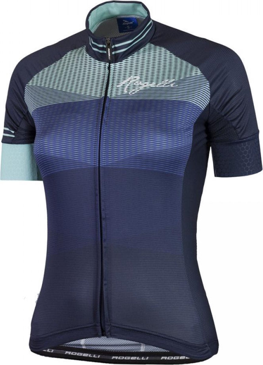 Rogelli Stelle dames fietsshirt korte mouwen - blauw/turquoise Maat XS