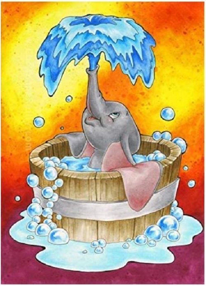 Dombo in Bad - Olifant - Disney - Diamond Painting - 20x20cm - Complete Set - Inclusief Tools - Stipco