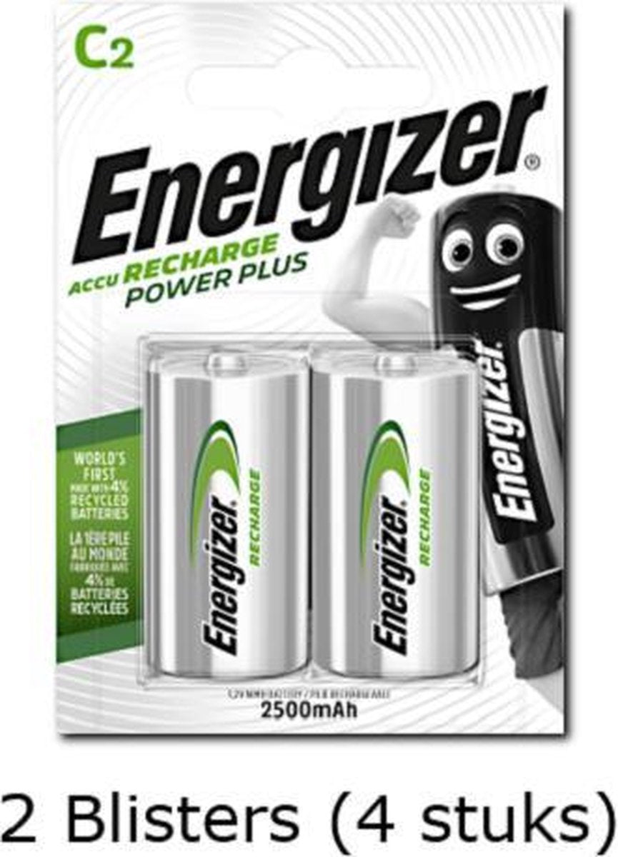 4 stuks (2 blisters a 2 stuks) Energizer C Power Plus Batterij HR14 oplaadbaar 1.2V 2500mAh rechargeable