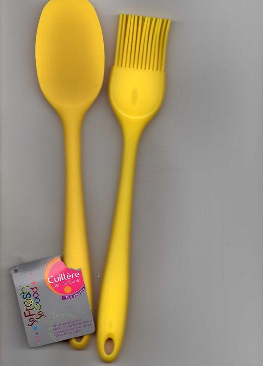 siliconen set - lepel & borstel - 27 cm