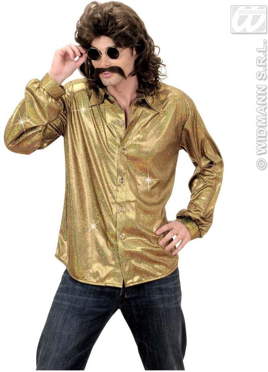 Goudkleurige disco blouse voor mannen - Verkleedkleding