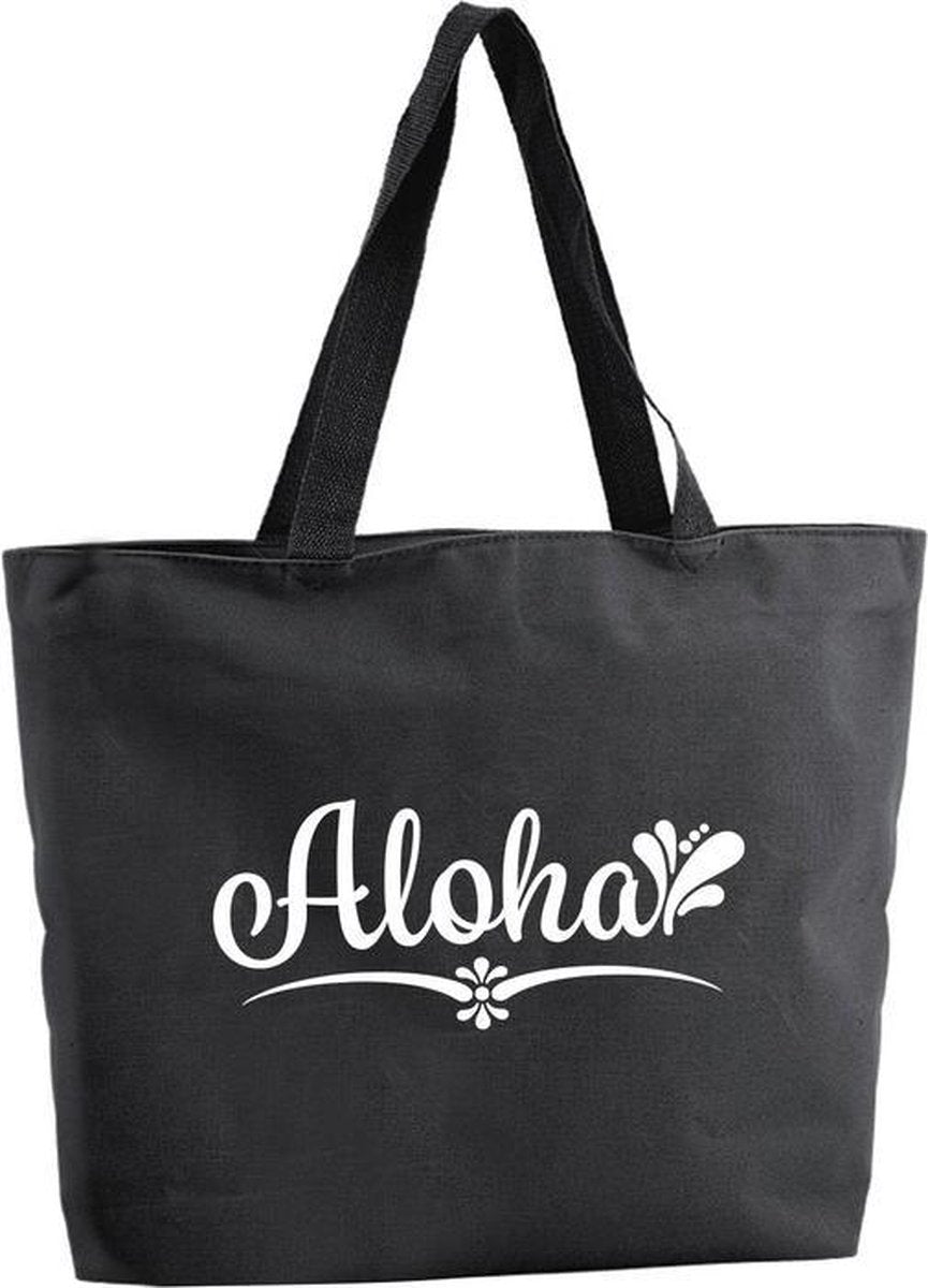 Aloha shopper tas - zwart - 47 x 34 x 12
